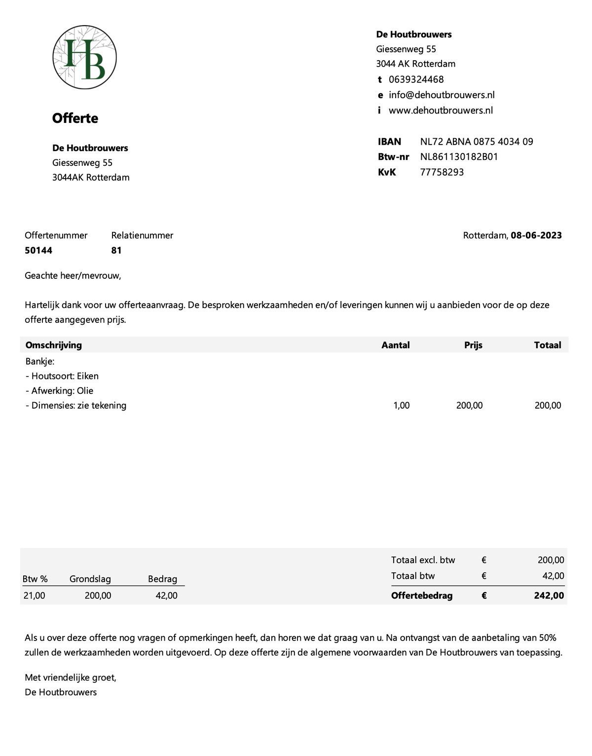 Offerte voorbeeld